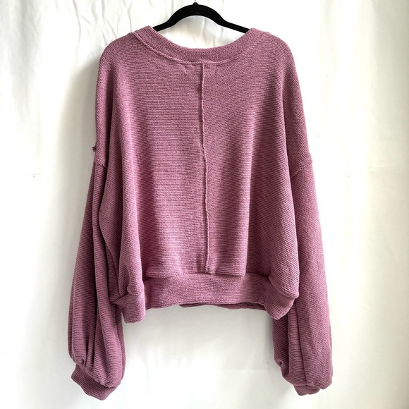 Free People Beach Shadow Crew Blouson-Sleeve Pull Over Sweater Mauve Size XL - Picture 4 of 17